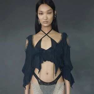 DAISY DAISY TV - Mourning Light top NWT - Indigo - size small